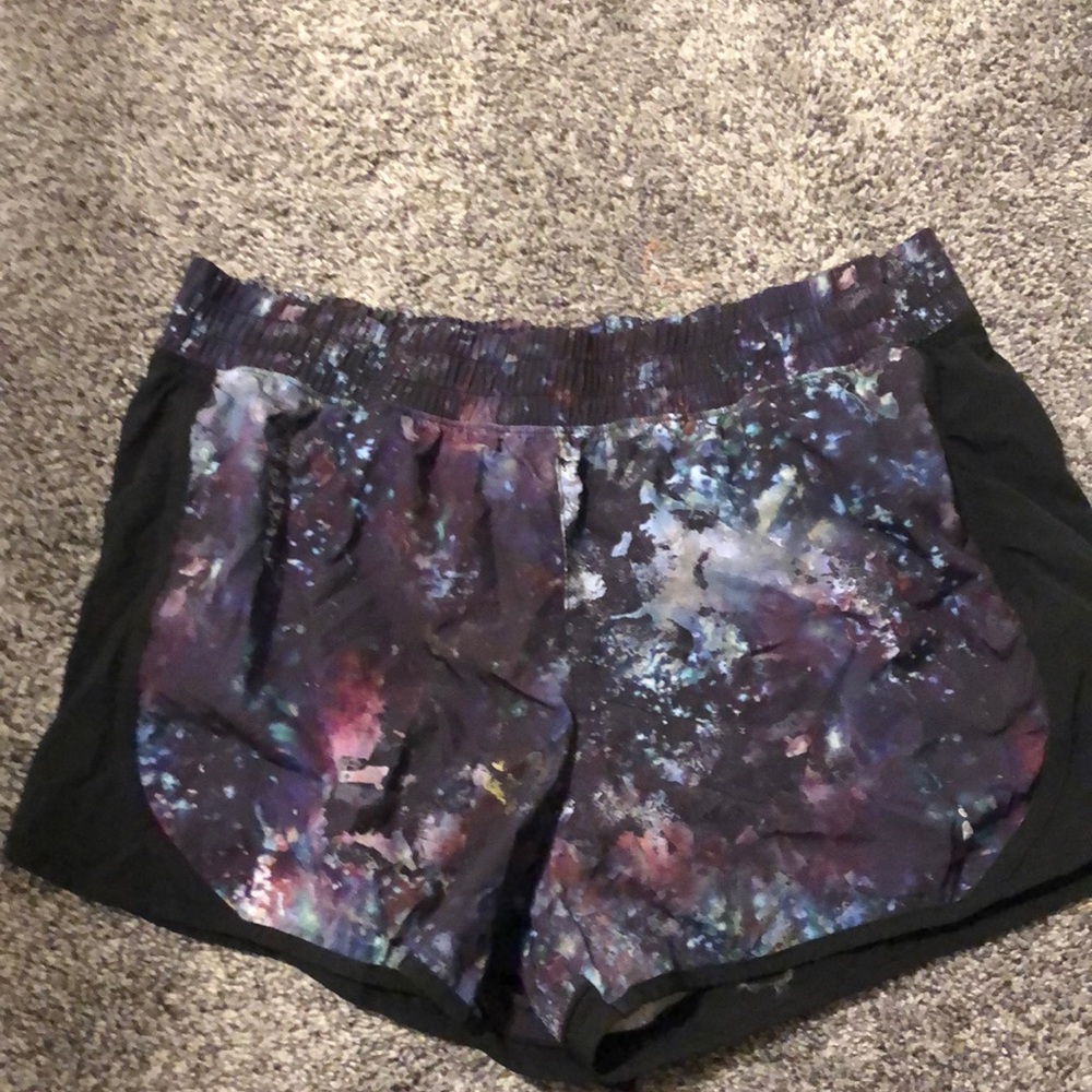 Purple galaxy athletic shorts